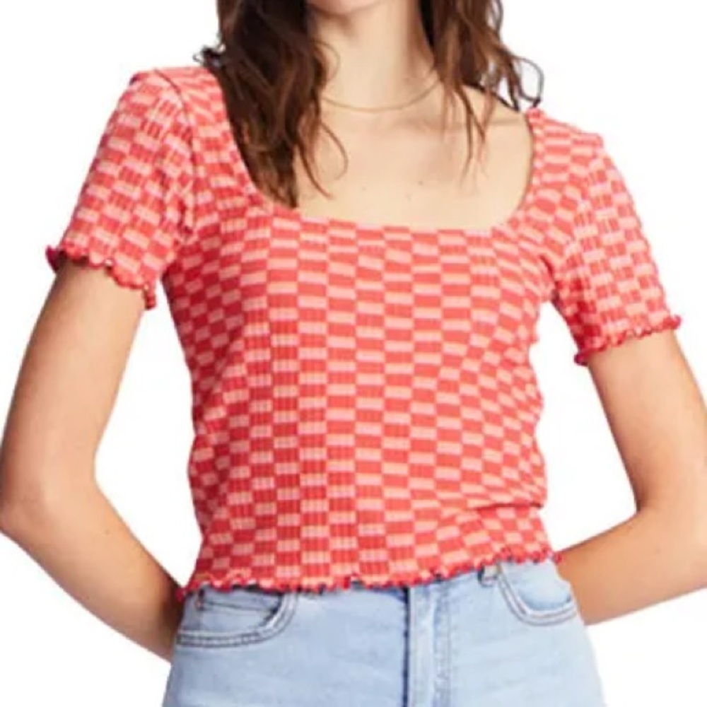 Billabong Red Checkered Crop Top